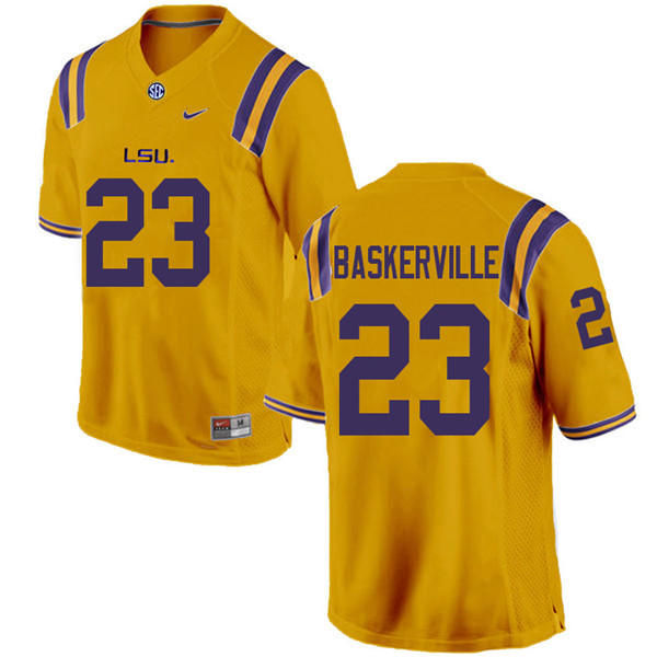 Men #23 Micah Baskerville LSU Tigers College Football Jerseys Sale-Gold